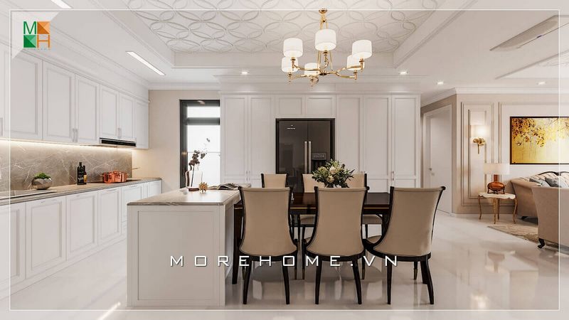 Tất cả nội thất nơi đây đều được thiết kế một cách khoa học theo phong cách tân cổ điển đem lại sự tiện lợi và đáp ứng đầy đủ công năng sử dụng dành cho gia chủ.